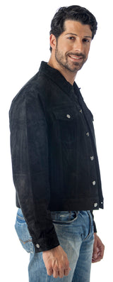 REED Men's Western Jean Style Suede Leather Shirt Jacket - Imported from Reed Leather