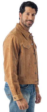 REED Men's Western Jean Style Suede Leather Shirt Jacket - Imported from Reed Leather