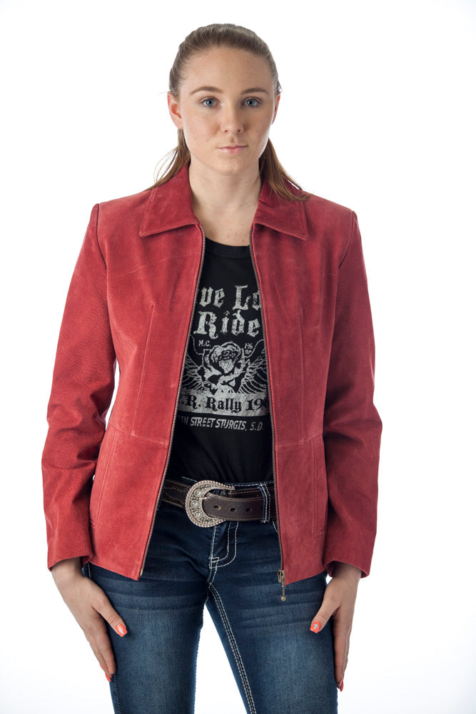 Women's Genuine Suede Leather Fashion Jacket - Imported from Reed Leather