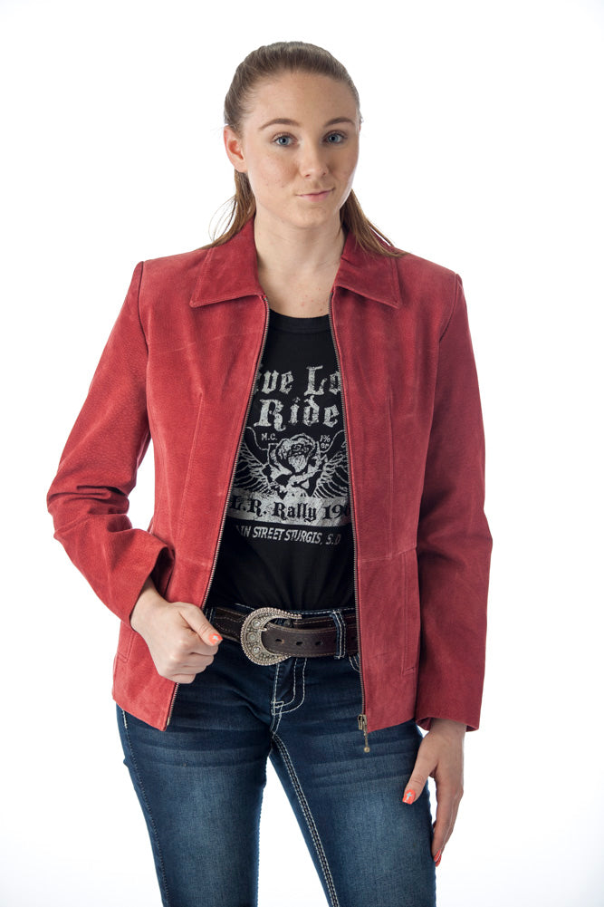 Women's Genuine Suede Leather Fashion Jacket - Imported from Reed Leather