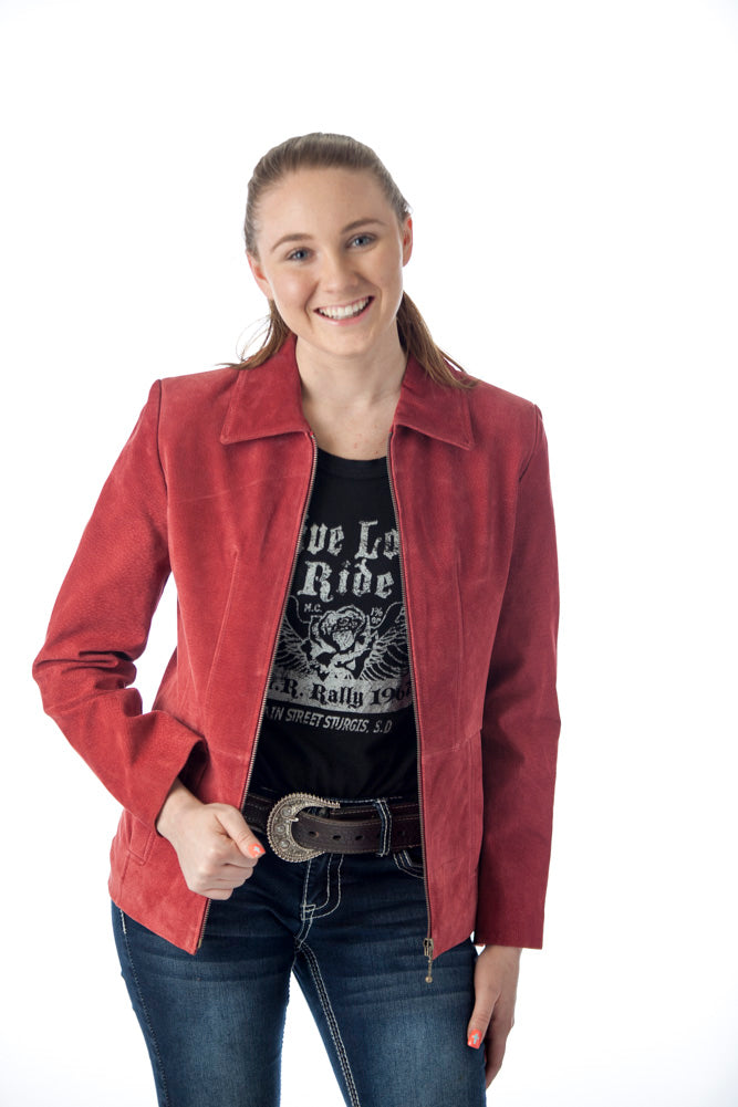 Women's Genuine Suede Leather Fashion Jacket - Imported from Reed Leather