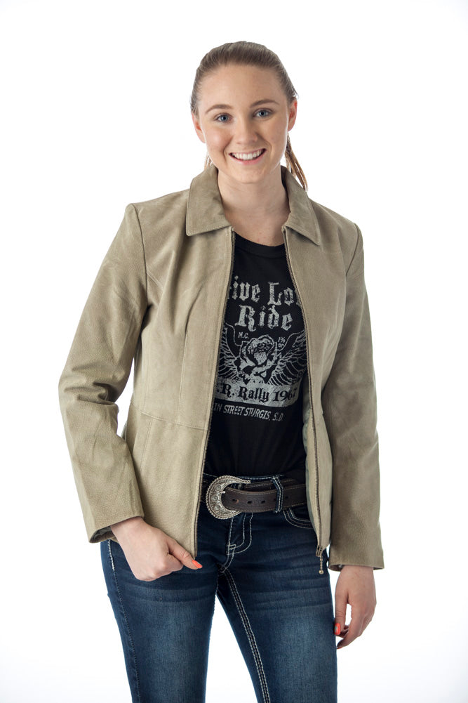 Women's Genuine Suede Leather Fashion Jacket - Imported from Reed Leather