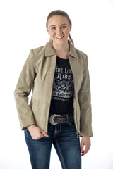 Women's Genuine Suede Leather Fashion Jacket - Imported from Reed Leather