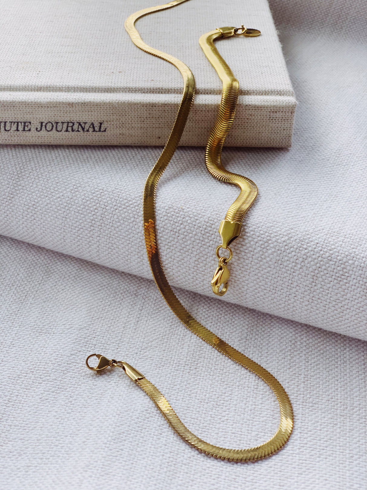 Liquid Gold Herringbone Chain Bracelet from CELESTE SOL Jewelry