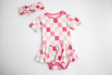 DREAMY PINK CHECKERS DREAM BODYSUIT DRESS from DREAM BIG LITTLE CO