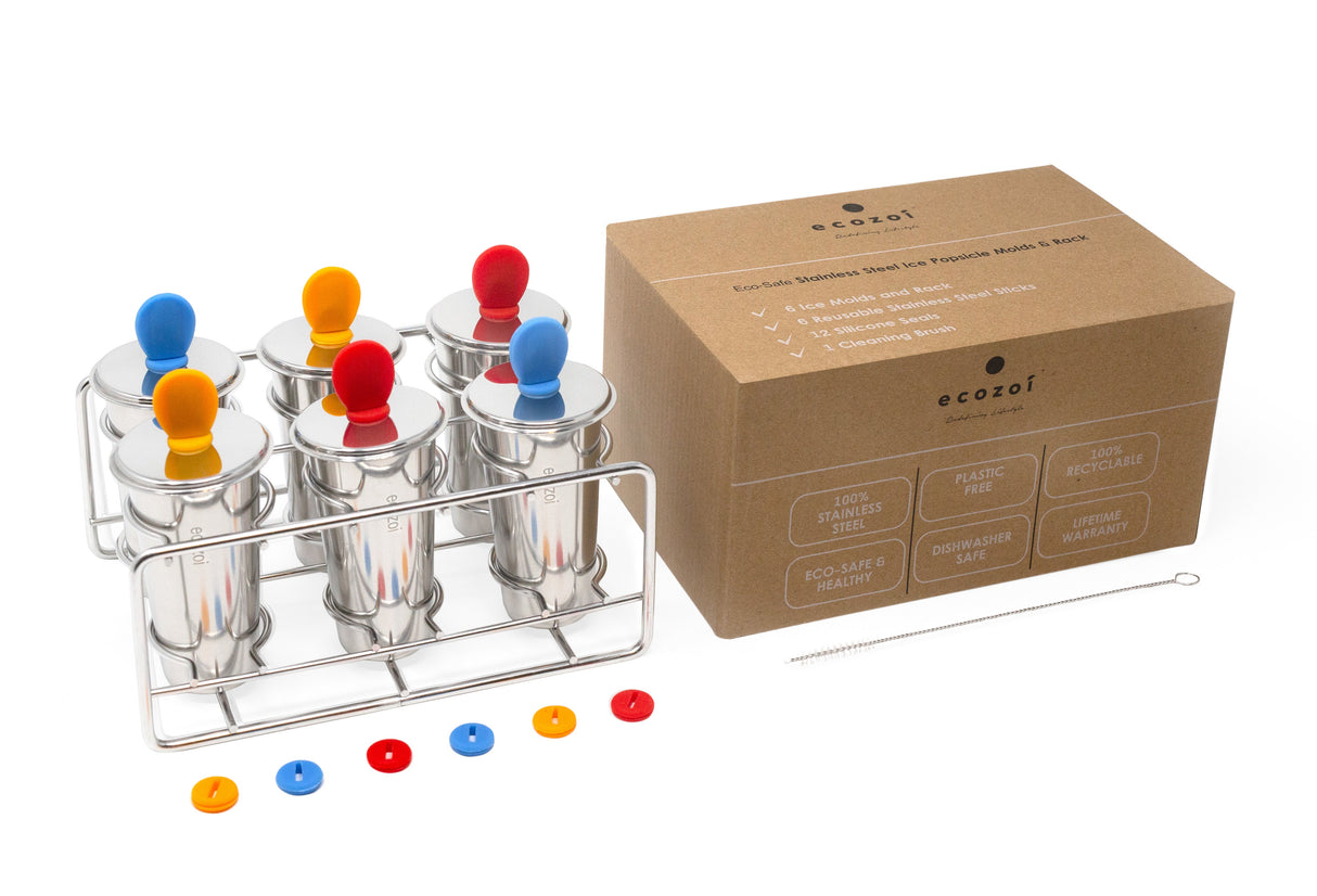 Stainless Steel Popsicle Molds, Round with Stainless Steel Sticks from ecozoi