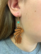 16247 Lthr Headress w/Turq Earring