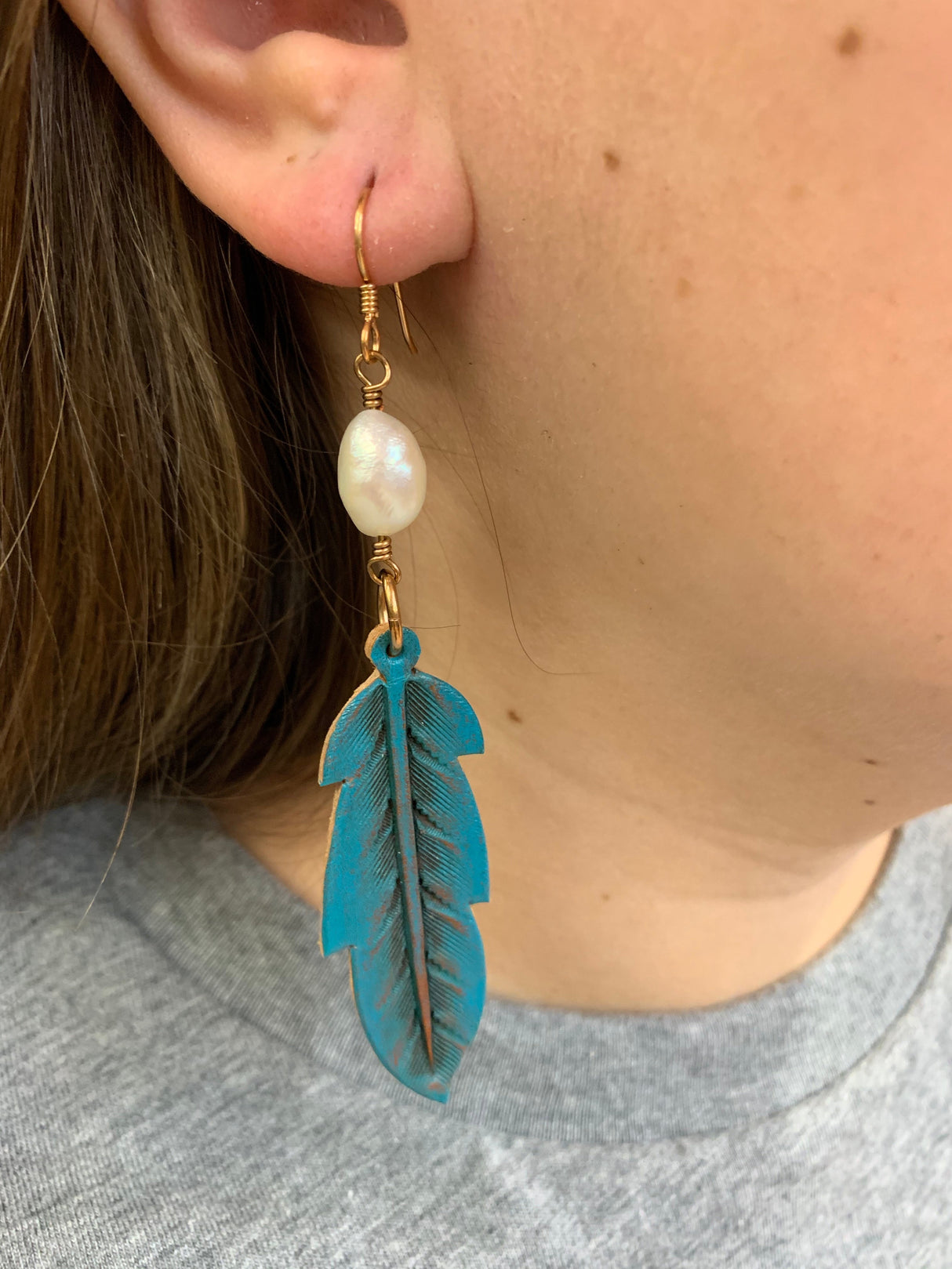 14089 Leather Feather Earrings from J.Forks Designs