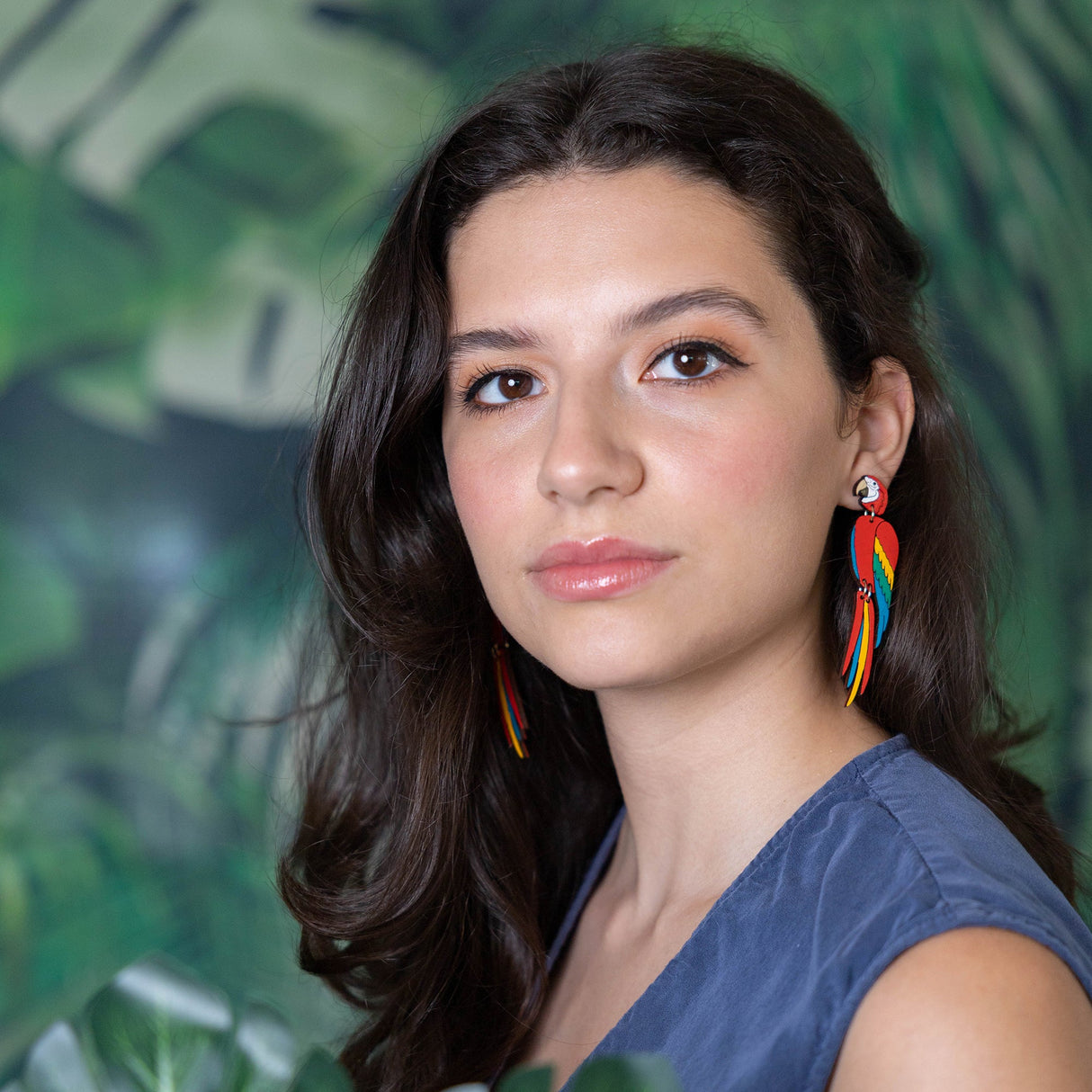 Red Macaw Stud Dangles from LE CHIC MIAMI