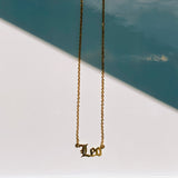 Leo Gold Zodiac Nameplate Necklace from CELESTE SOL Jewelry