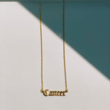 Cancer Zodiac Nameplate Necklace from CELESTE SOL Jewelry