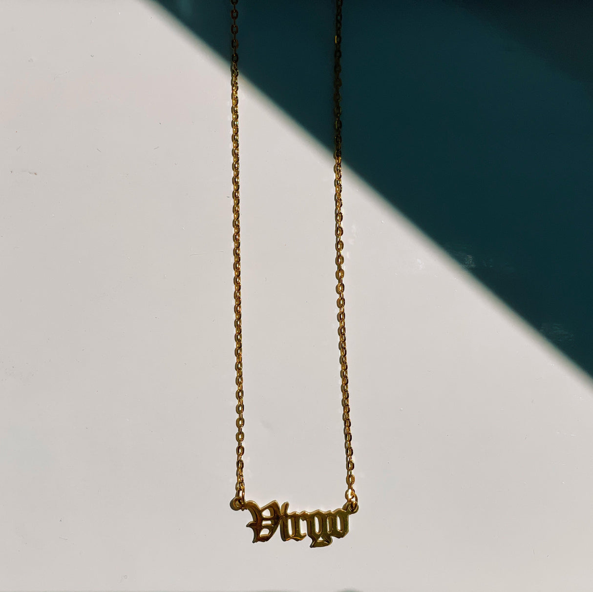 Virgo Zodiac Nameplate Necklace from CELESTE SOL Jewelry