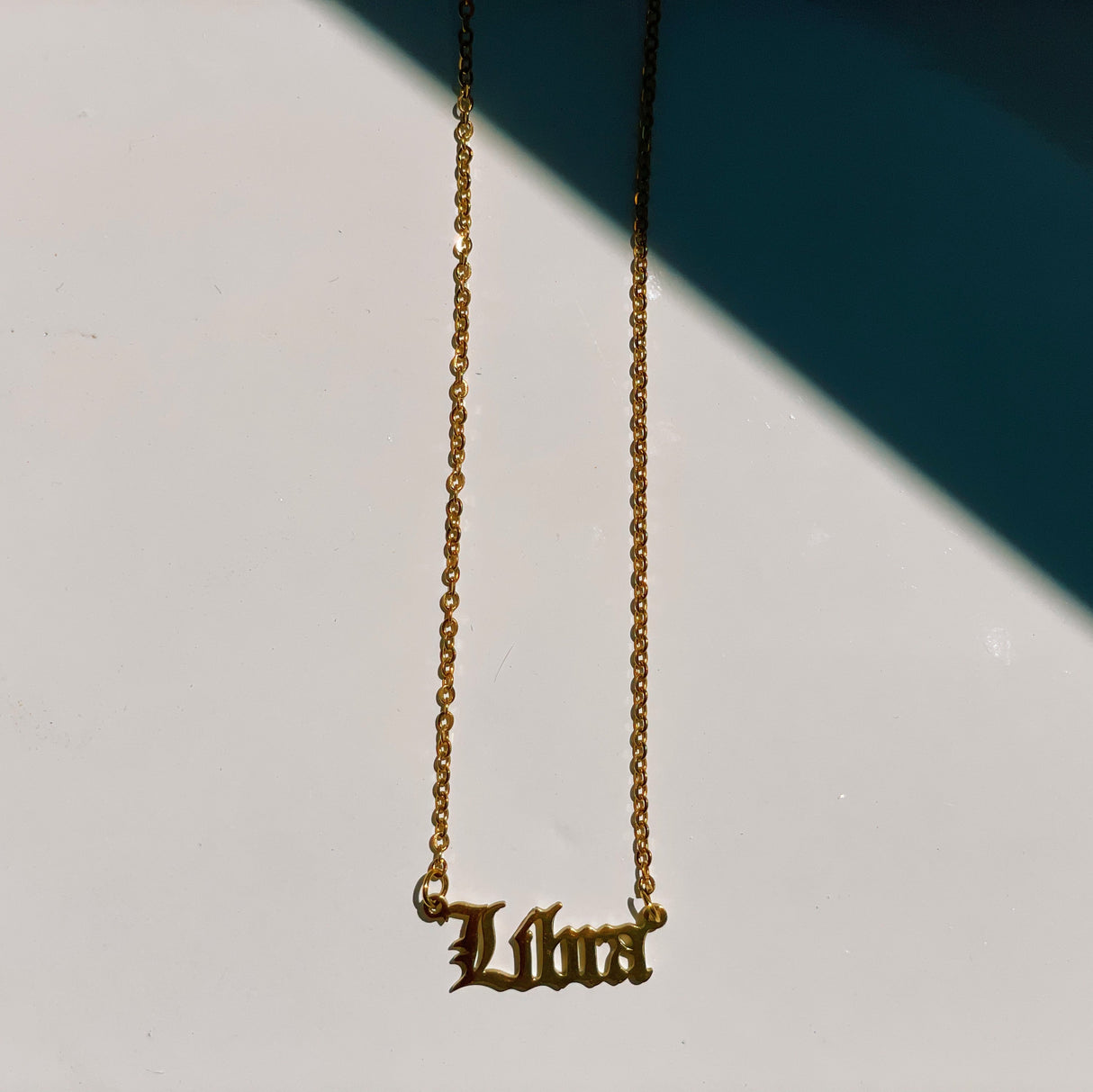 Libra Zodiac Nameplate Necklace from CELESTE SOL Jewelry