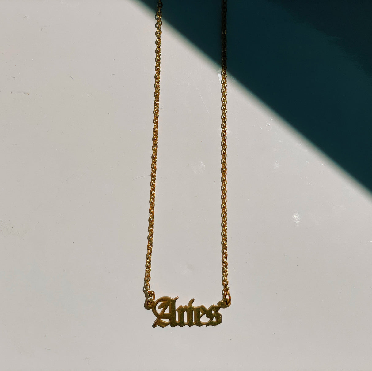 Aries Zodiac Nameplate Necklace from CELESTE SOL Jewelry