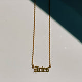 Aries Zodiac Nameplate Necklace from CELESTE SOL Jewelry