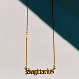 Sagittarius Zodiac Nameplate Necklace from CELESTE SOL Jewelry