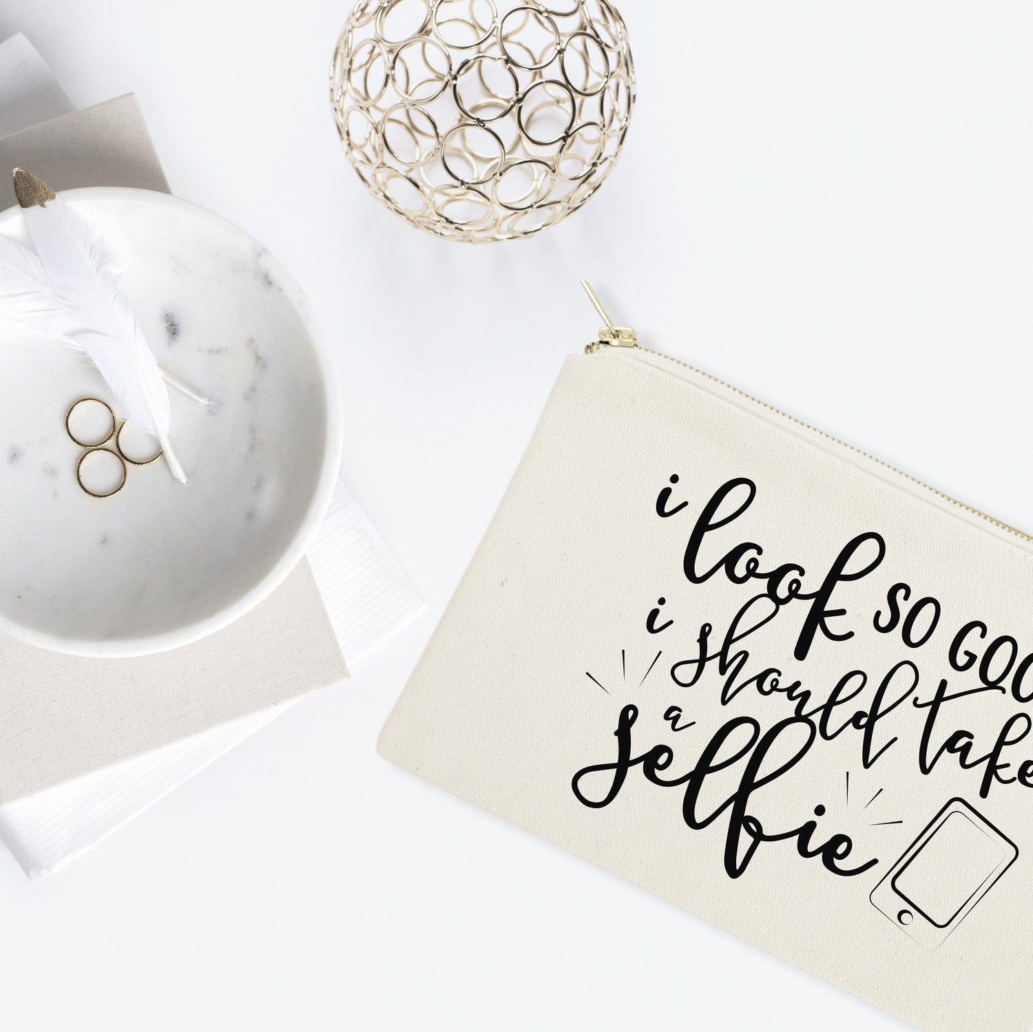 I Look So Good I Should Take A Selfie Cotton Canvas Cosmetic Bag from The Cotton & Canvas Co.