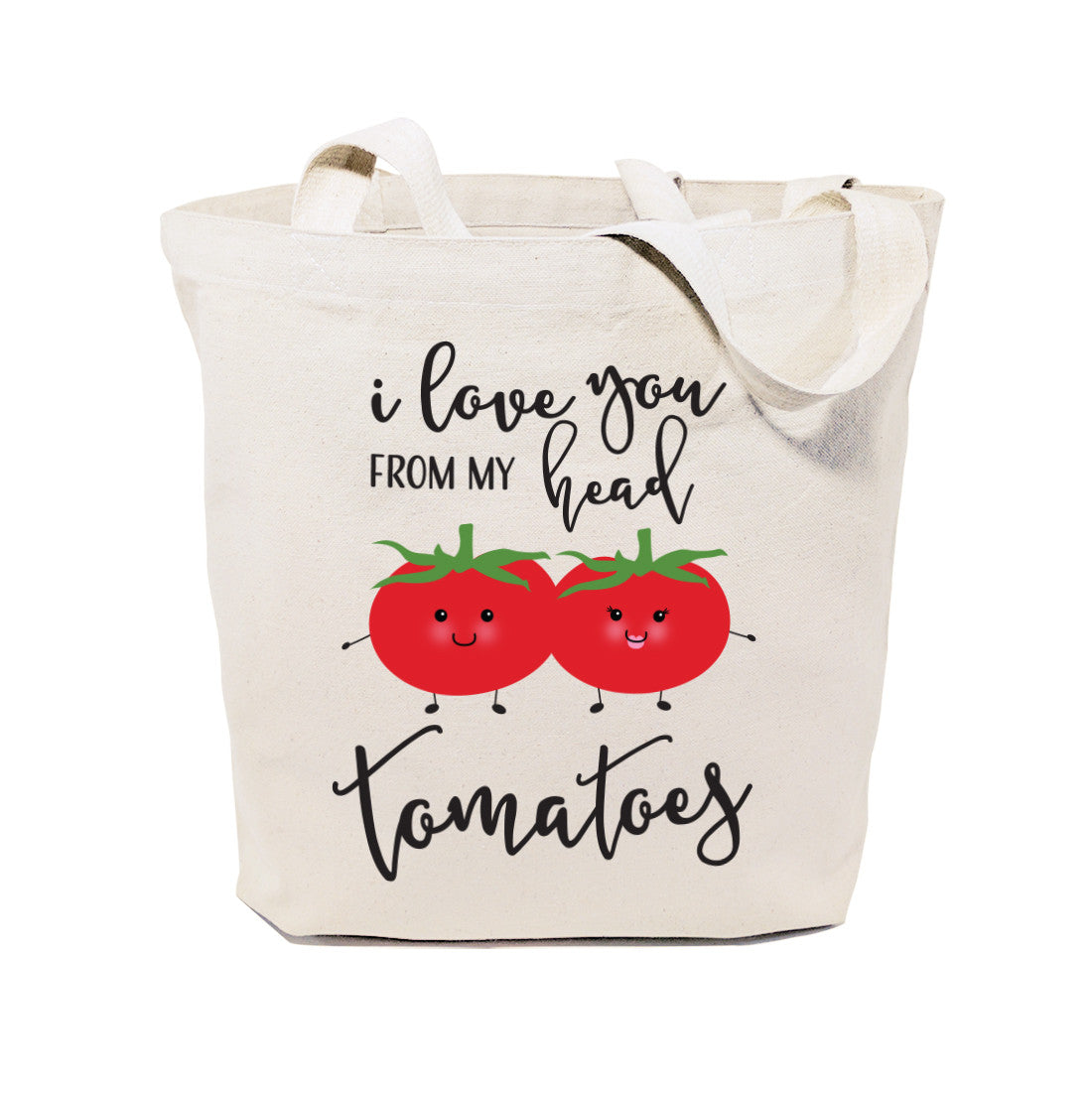 I Love You From My Head Tomatoes Cotton Canvas Tote Bag from The Cotton & Canvas Co.
