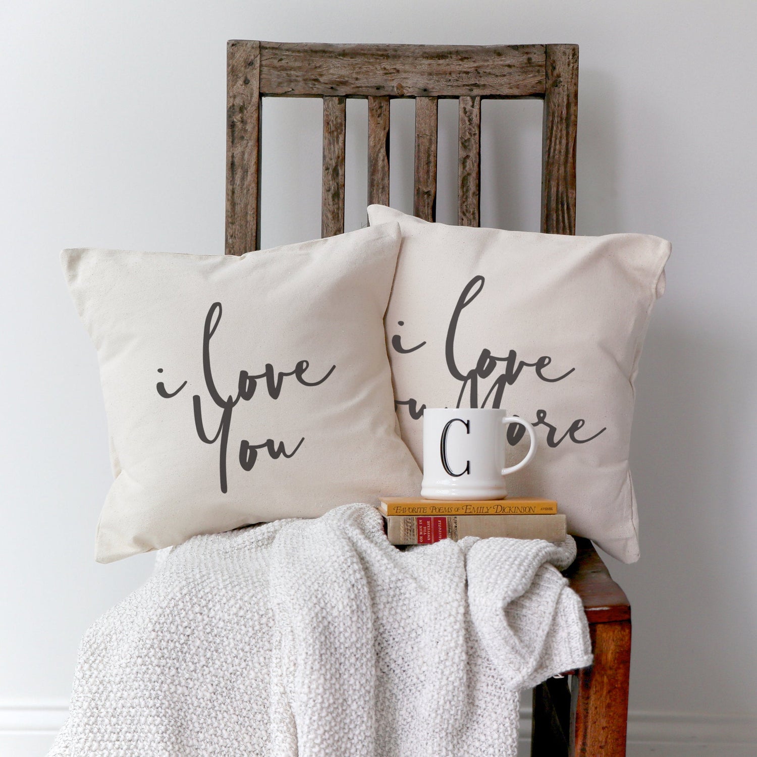I Love You and I Love You More Pillow Covers, 2-Pack from The Cotton & Canvas Co.