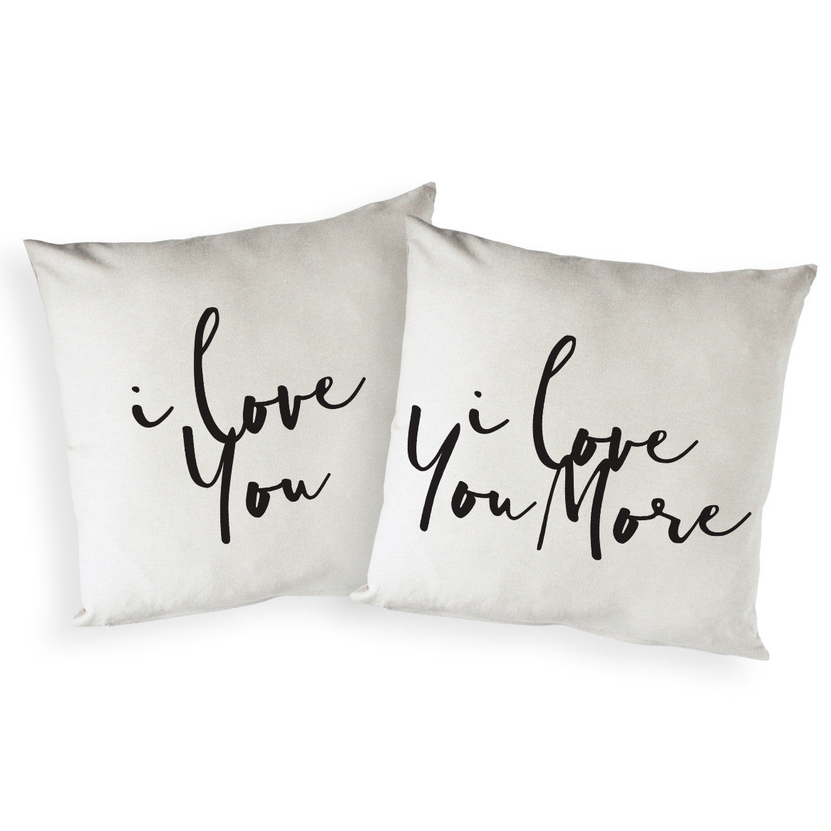 I Love You and I Love You More Pillow Covers, 2-Pack from The Cotton & Canvas Co.