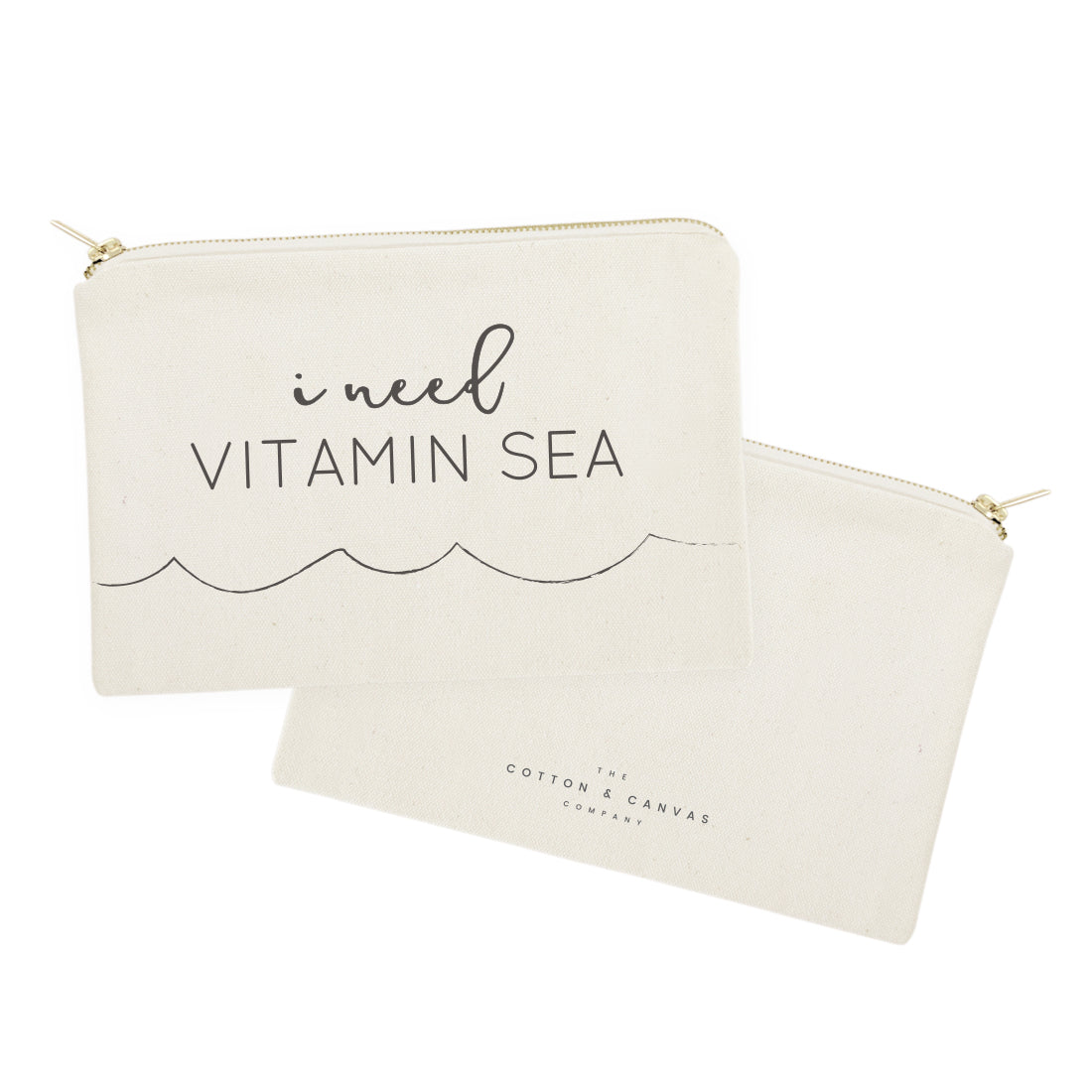 I Need Vitamin Sea Cotton Canvas Cosmetic Bag from The Cotton & Canvas Co.
