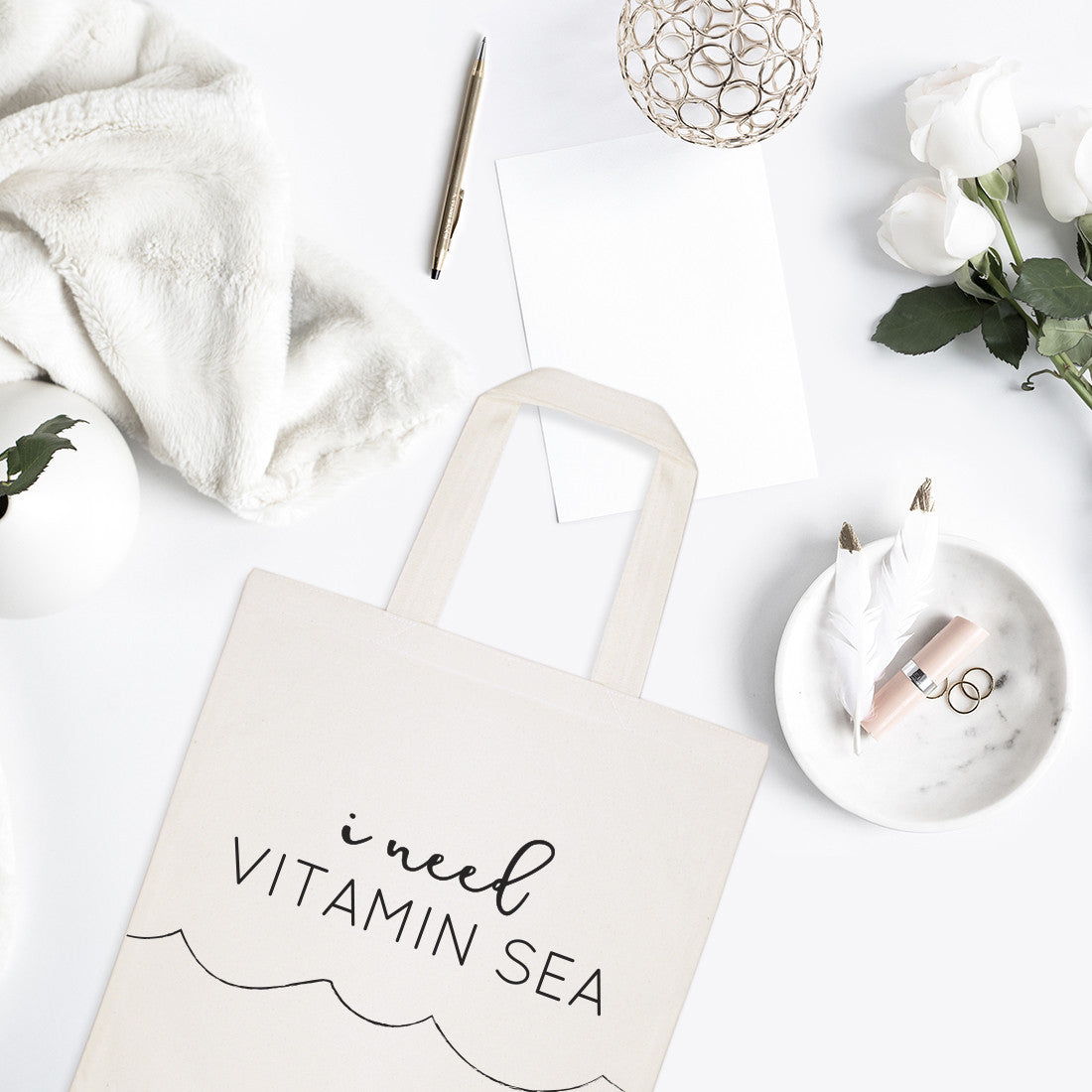 I Need Vitamin Sea Cotton Canvas Tote Bag from The Cotton & Canvas Co.