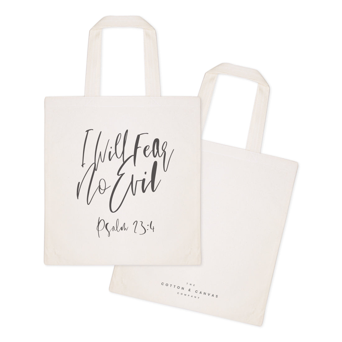 I Will Fear No Evil, Psalm 23:4 Cotton Canvas Tote Bag from The Cotton & Canvas Co.