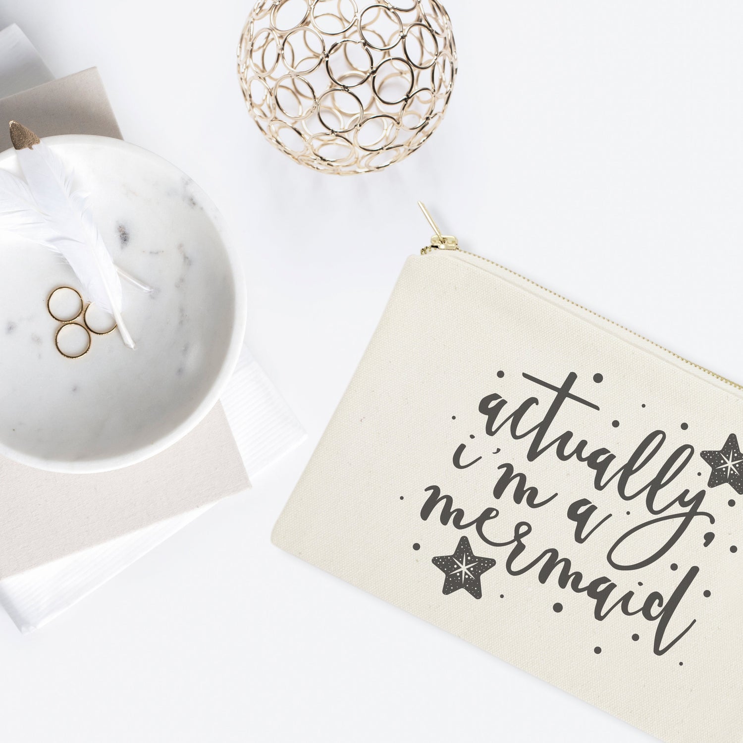 Actually, I'm a Mermaid Cotton Canvas Cosmetic Bag from The Cotton & Canvas Co.