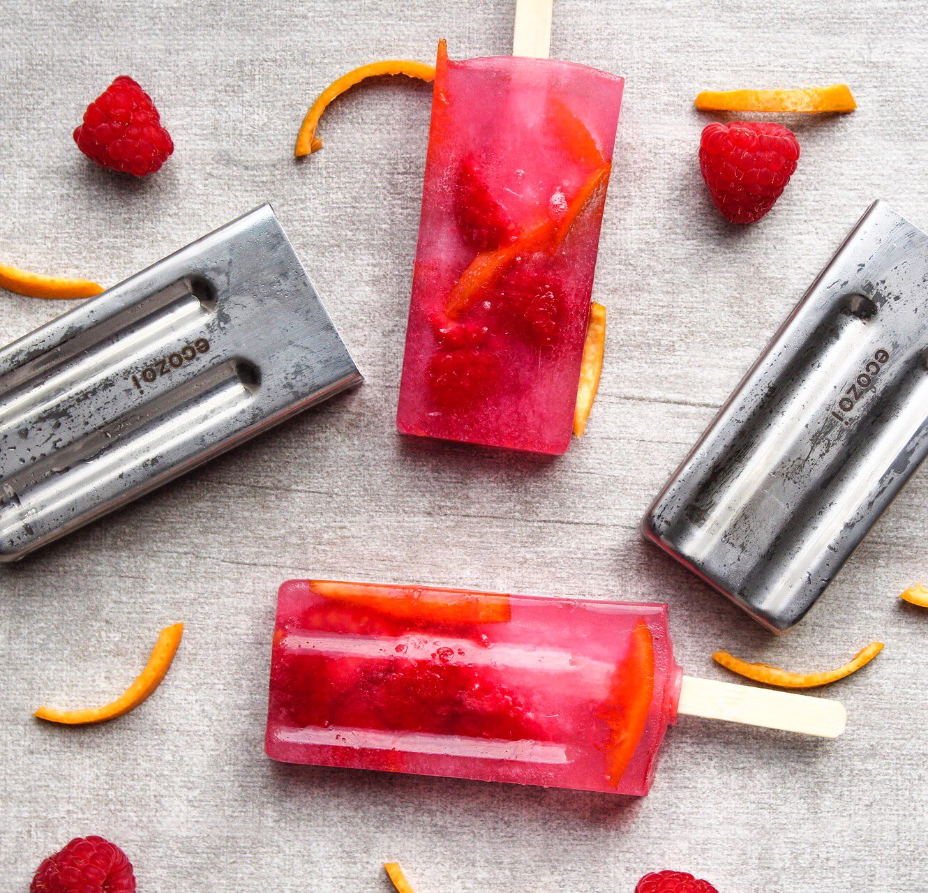 Stainless Steel Popsicle Molds, Square with Reusable Bamboo Sticks from ecozoi