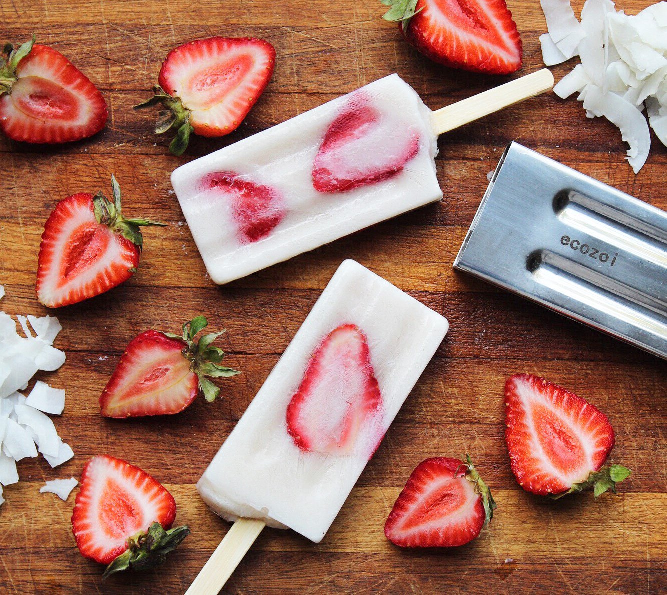 Stainless Steel Popsicle Molds, Square with Reusable Bamboo Sticks from ecozoi