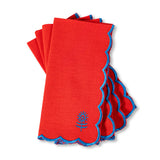 Icon Linen Napkins S/4 - Cherry + Peacock from Furbish Studio