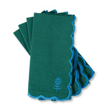 Icon Linen Napkins S/4 - Emerald + Peacock from Furbish Studio