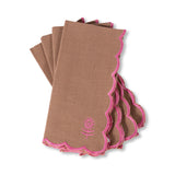 Icon Linen Napkins S/4 - Khaki + Hot Pink from Furbish Studio