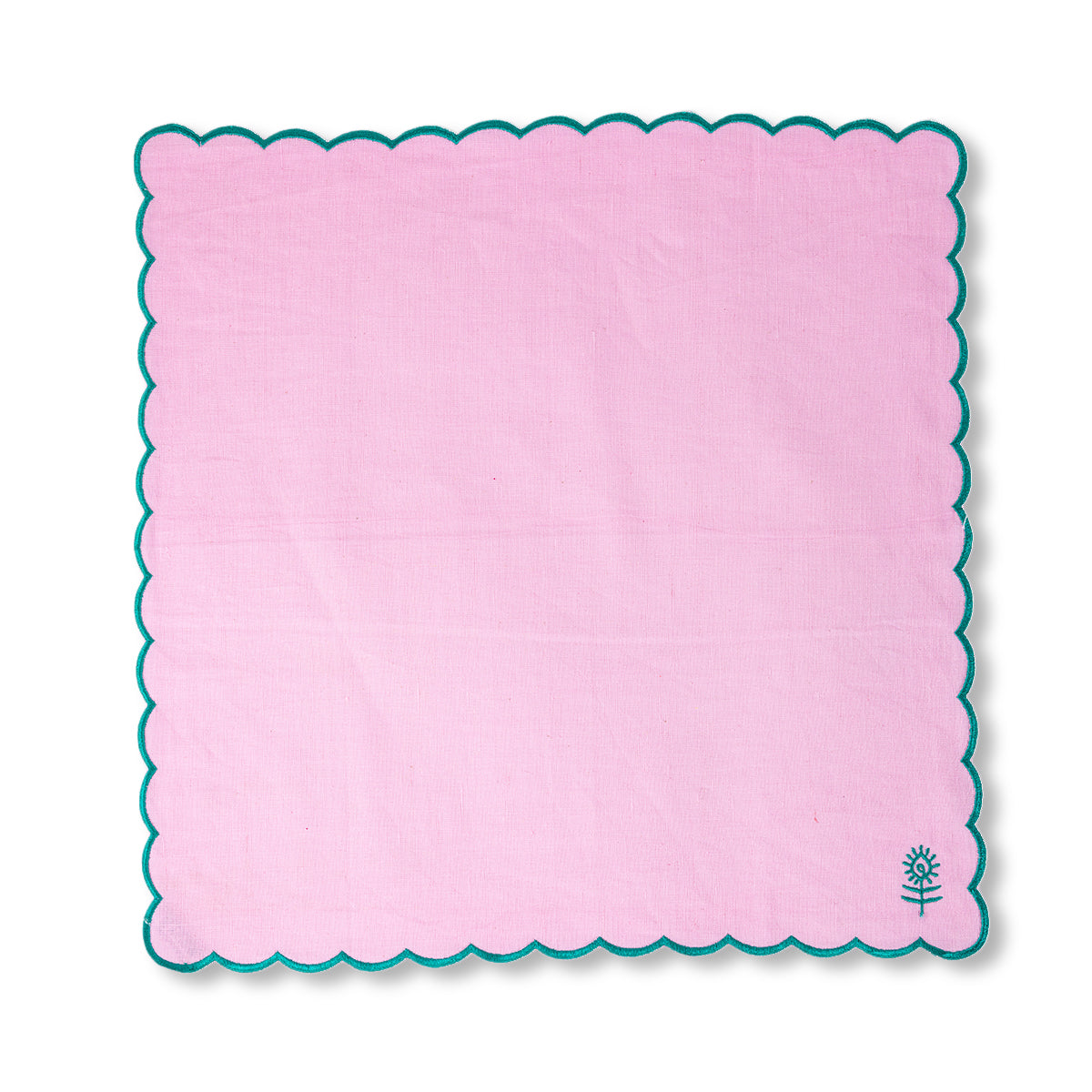 Icon Linen Napkins S/4 - Light Pink + Emerald from Furbish Studio