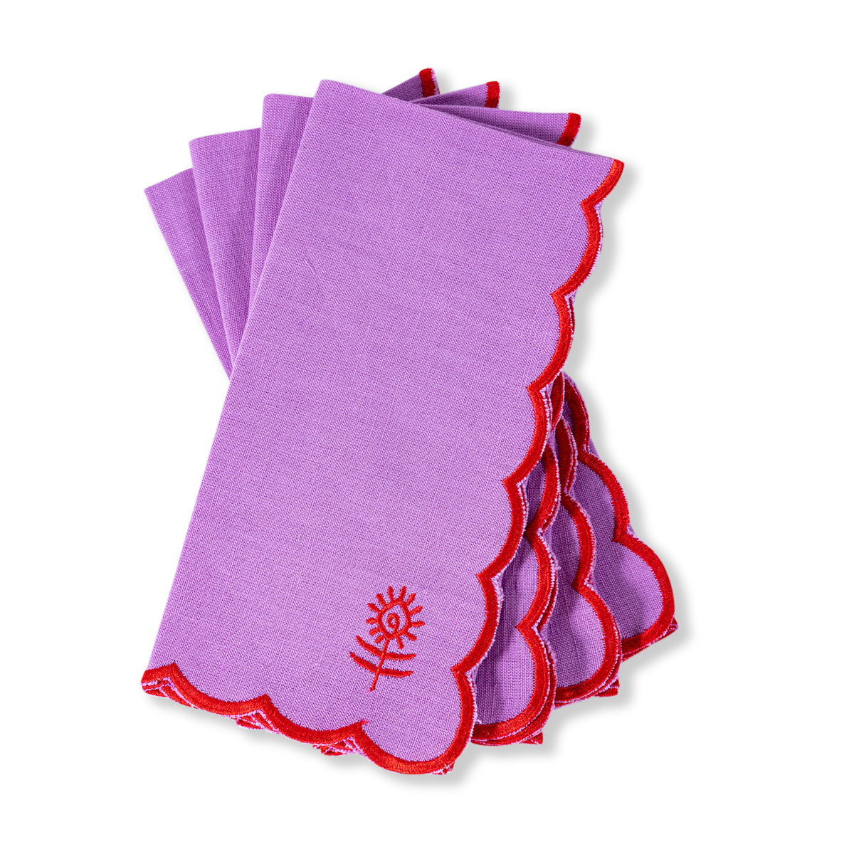 Icon Linen Napkins S/4 - Lilac + Cherry from Furbish Studio