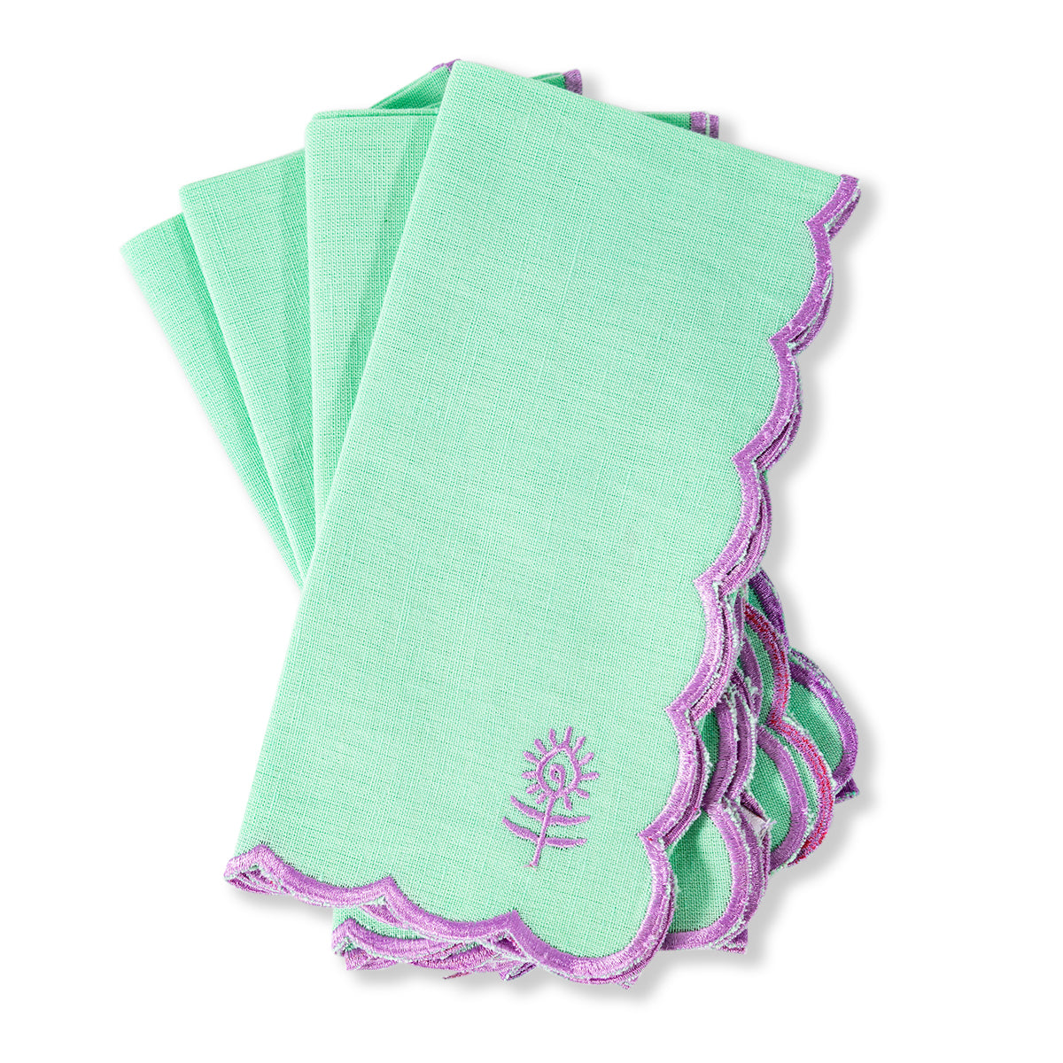 Icon Linen Napkins S/4 - Mint + Lilac from Furbish Studio
