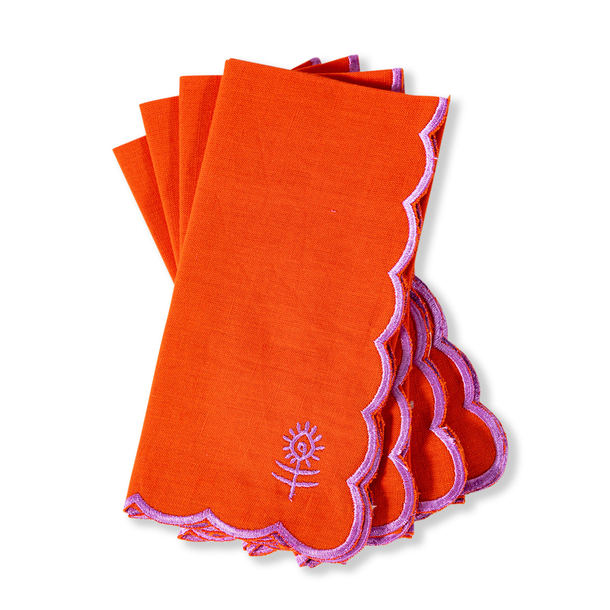 Icon Linen Napkins S/4 - Orange + Lilac from Furbish Studio