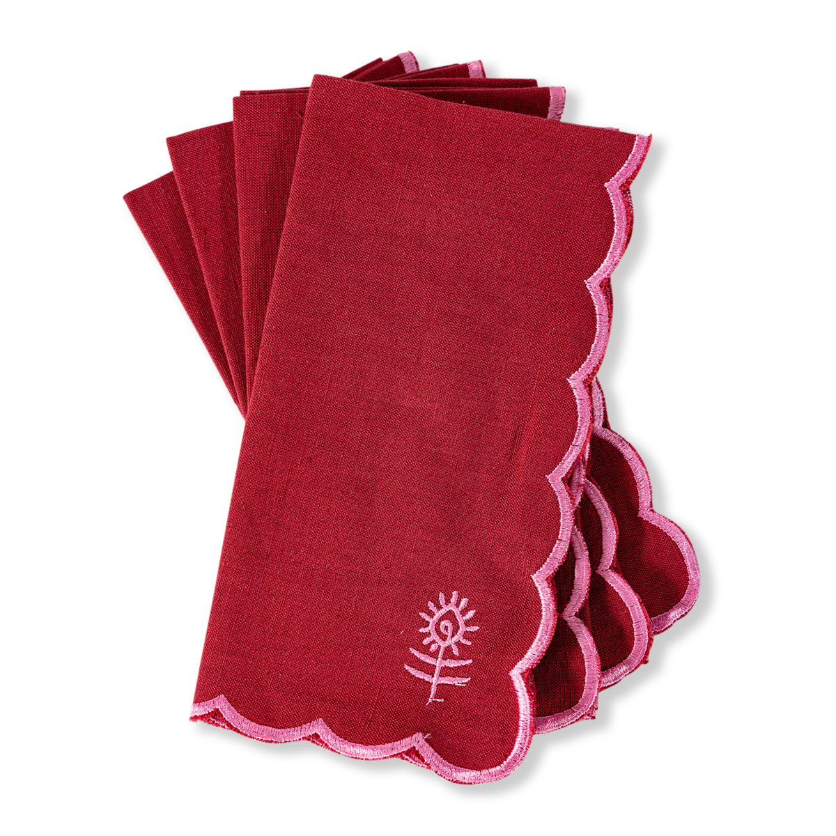 Icon Linen Napkins S/4 - Wine + Pink from Furbish Studio