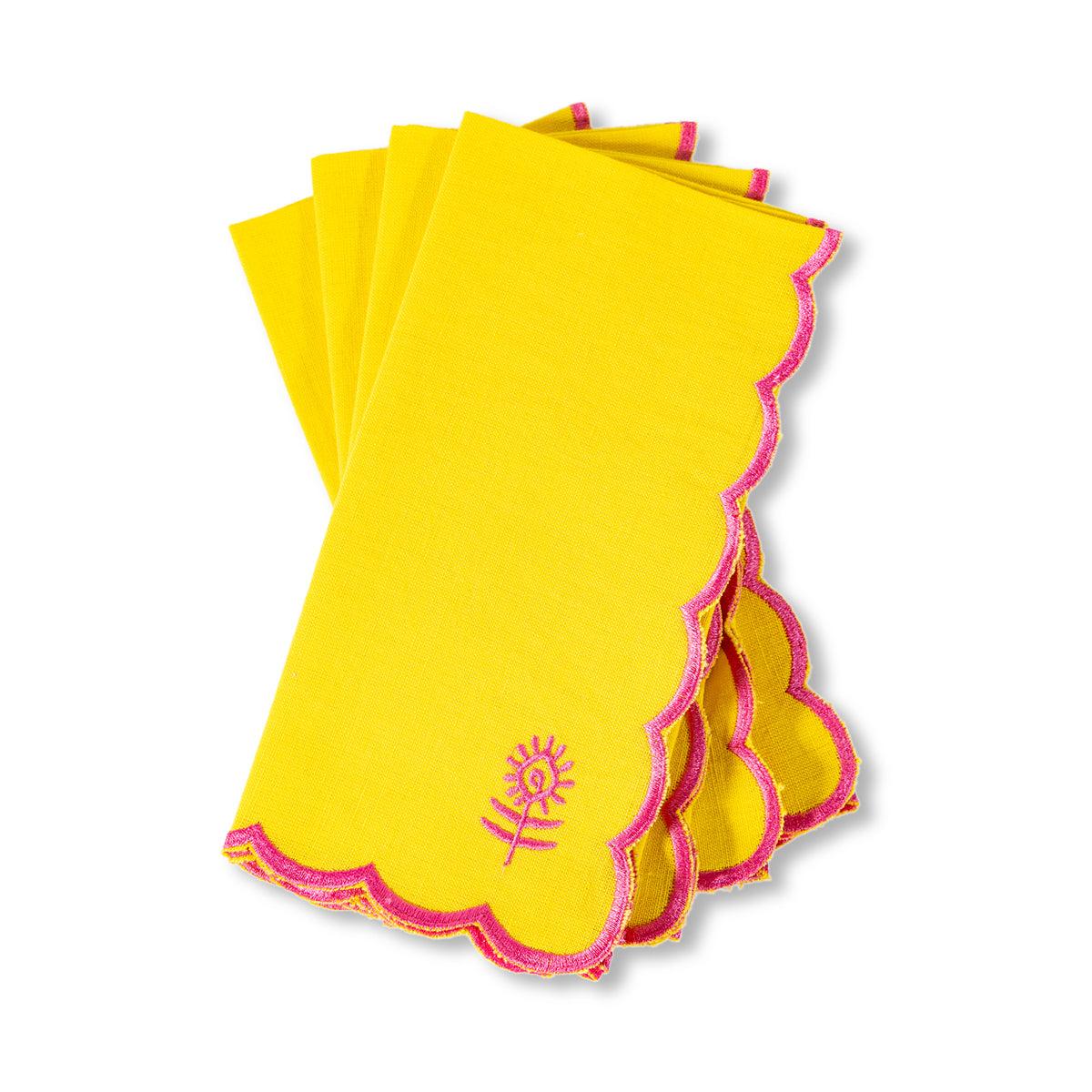 Icon Linen Napkins S/4 - Yellow + Neon Pink from Furbish Studio