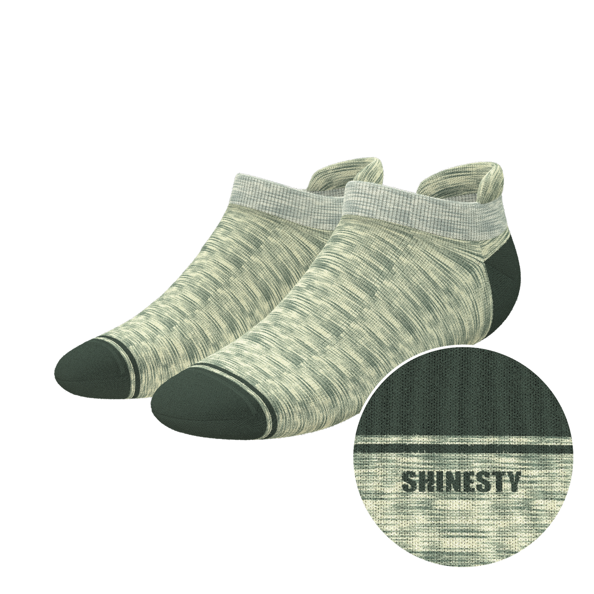 The Illusion | Green Pattern Heel Hammock™ Ankle Socks from Shinesty