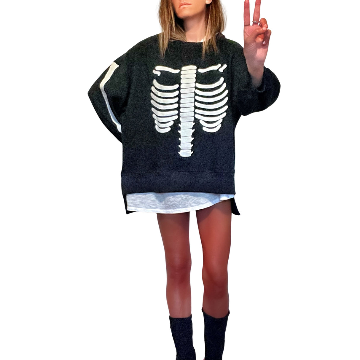 'Im A Skeleton" Painted Sweatshirt from Wren + Glory
