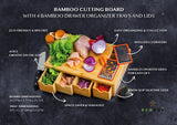 Bamboo Cutting Board with 4 Organizing Trays and 2 Graters from ecozoi