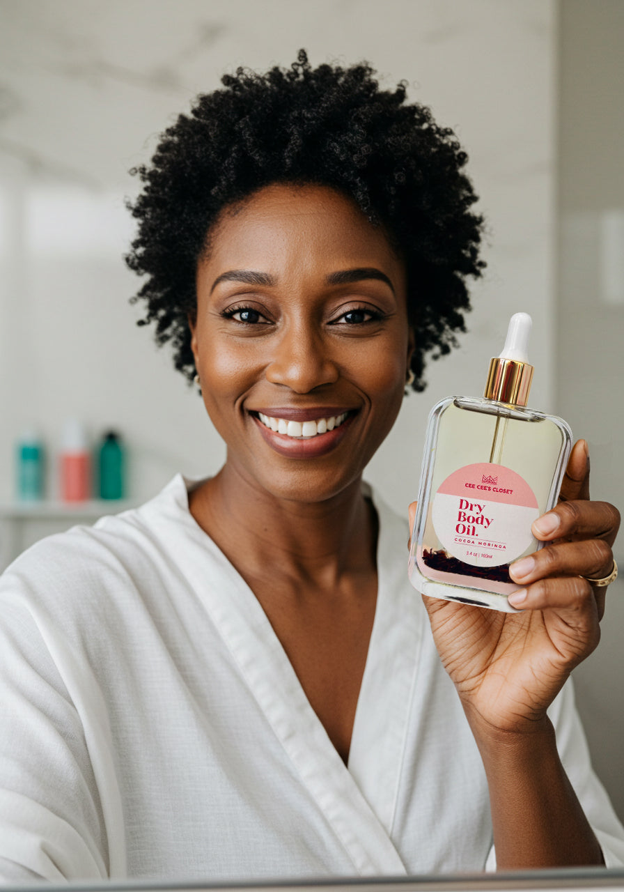 Cocoa Moringa Scented Dry Body Oil from Cee Cee's Closet NYC