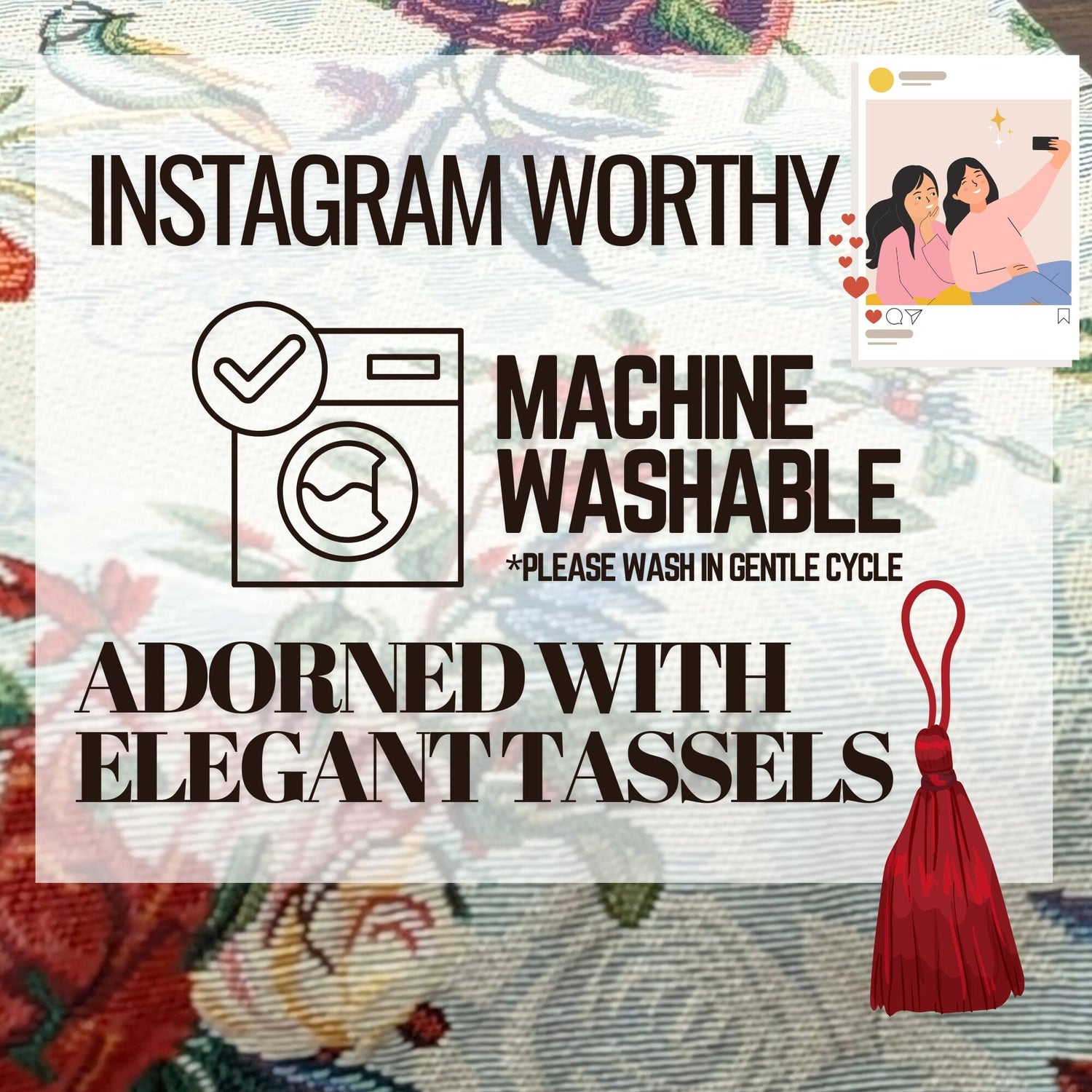 DaDa Bedding Floral Roses Tropical Paradise Birds Woven Tapestry Dining Table Runner (18116) from DaDalogy Bedding Collection