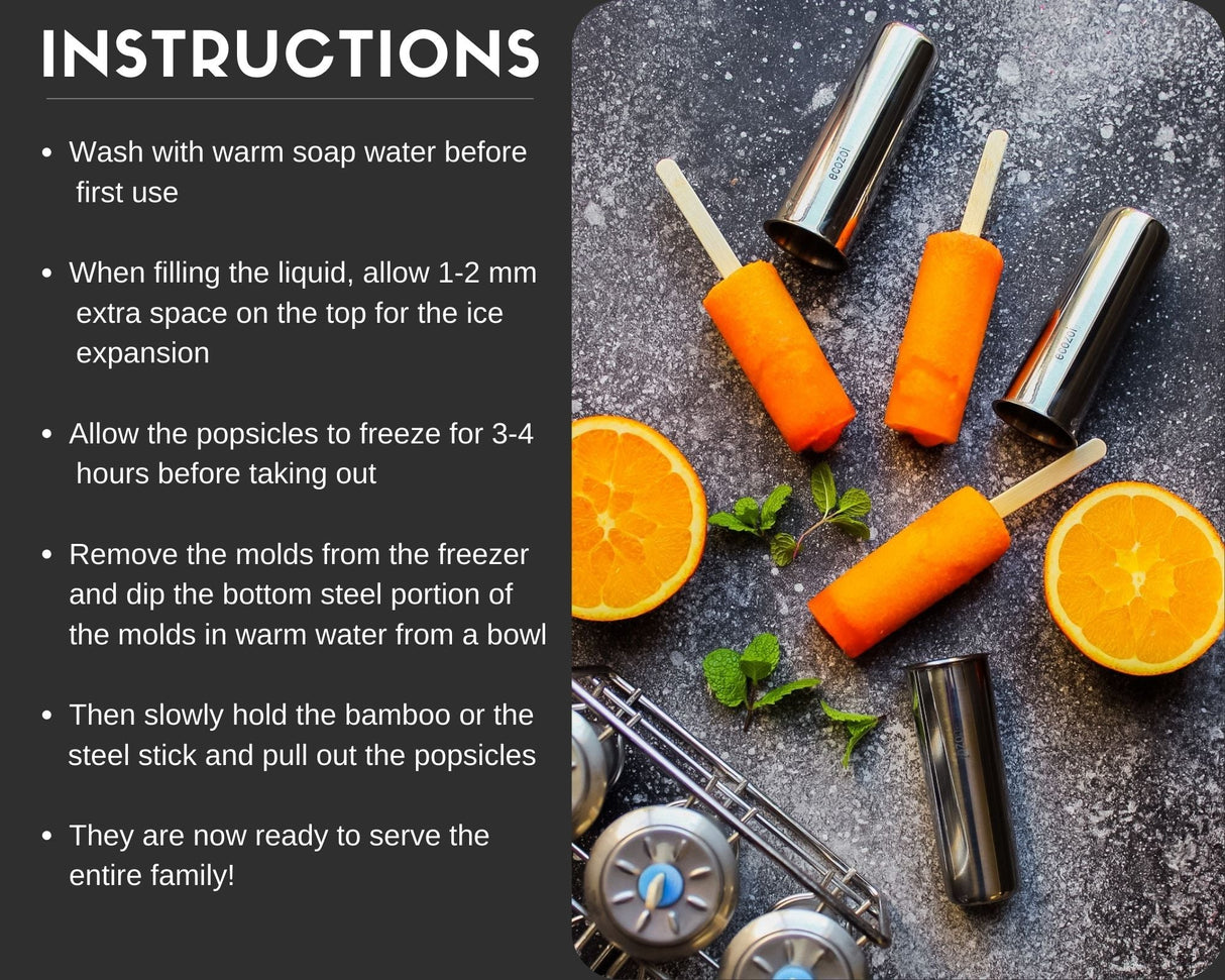 Stainless Steel Popsicle Molds, Round with Stainless Steel Sticks from ecozoi