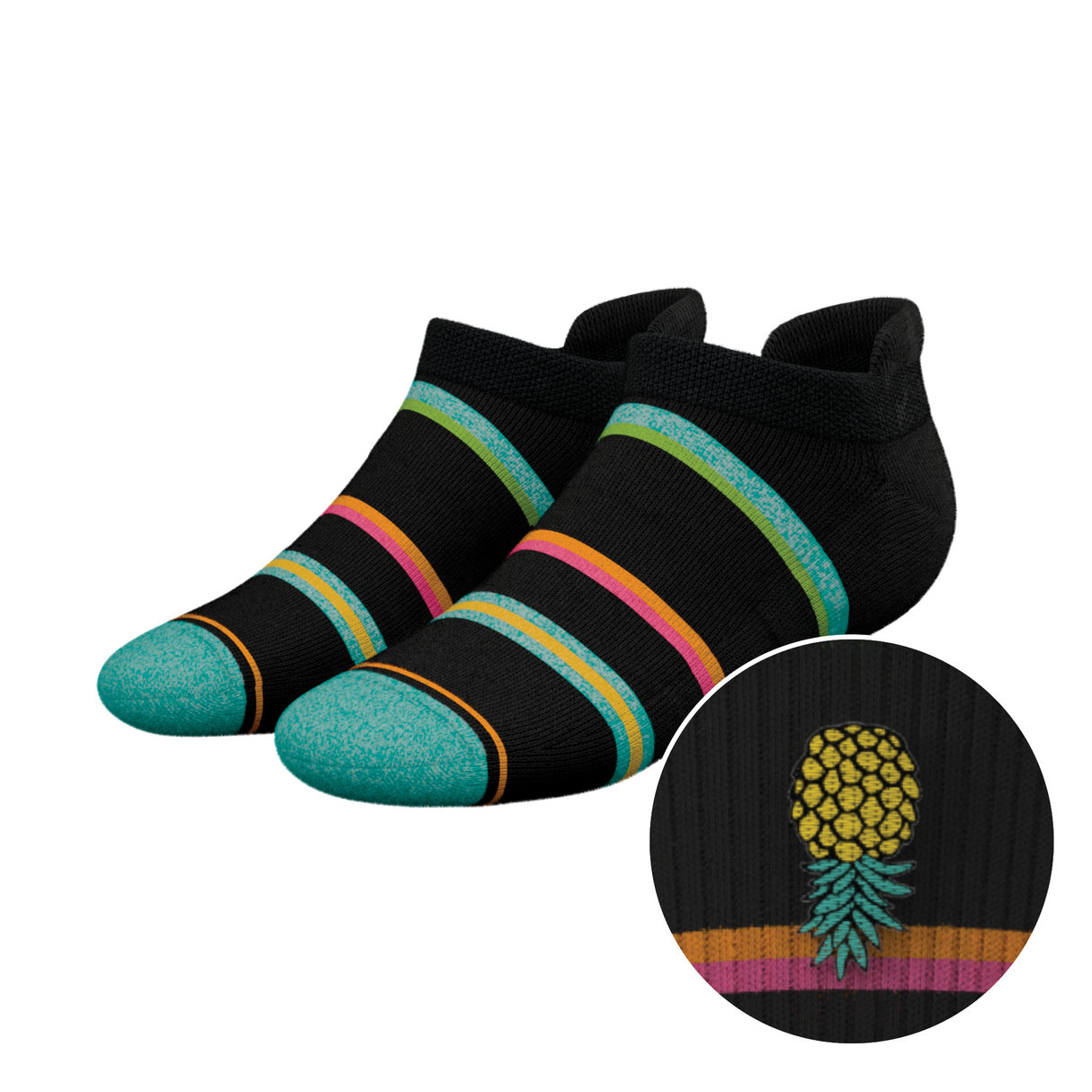 The Island Time | Black Tropical Heel Hammock™ Ankle Socks from Shinesty