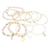 10pcs Pearl Multi Bead Puka Shell Coin Disc Tassel Charm Stretch Layered Stackable Bracelets from Madeline Love