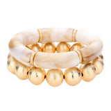2PCS Resin Metal Ball Stretch Bracelets from Madeline Love