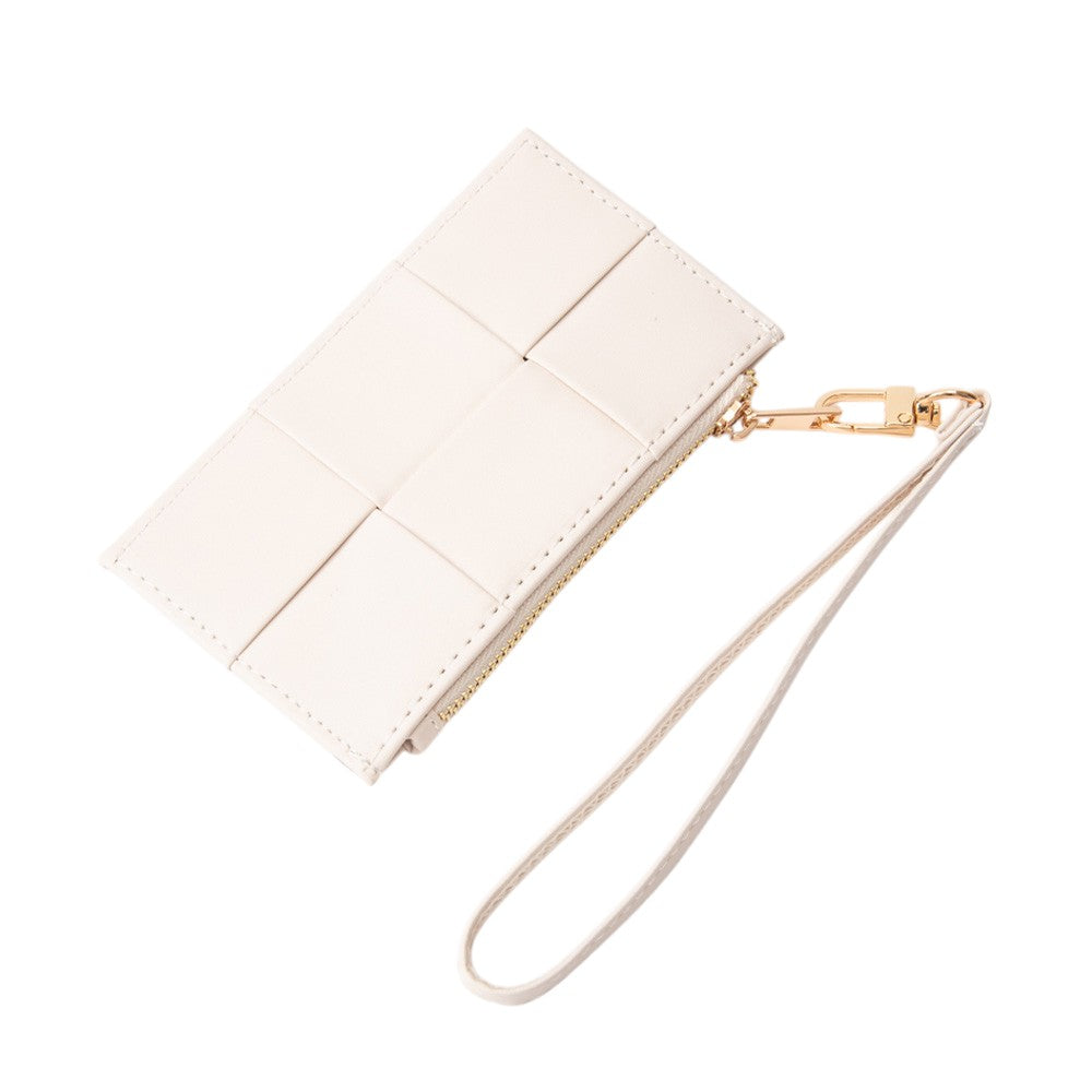 Faux Leather Weave Flat  Coin Wallet  from Madeline Love