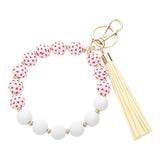Heart Patterned Beaded Tassel Keychain  Bracelet from Madeline Love